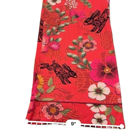 Johnny Was Pants Women's Sz Small Red Floral Rabbit Print High Rise Straight Leg - Picture 10 of 11